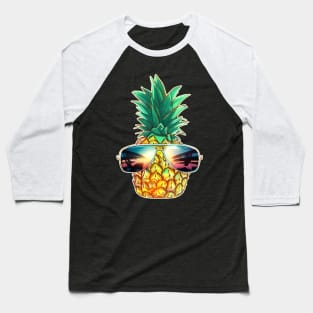 Hawaiian Pineapple with Sunglasses Aloha Beach Baseball T-Shirt